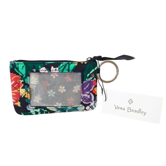 Vera Bradley Happy Blooms Zip ID Case Breakaway Lanyard Set Floral Green NWT - Picture 2 of 9
